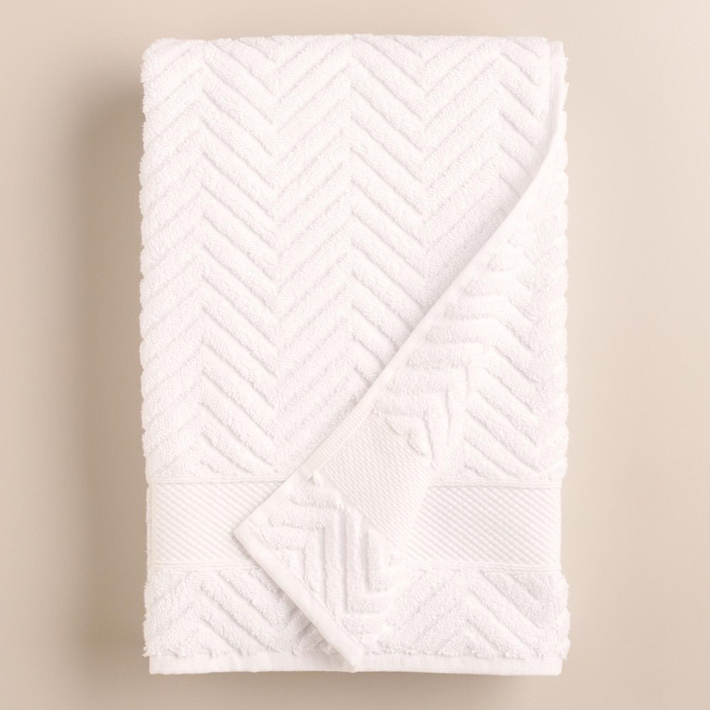 white chevron bath towel modern fresh bathroom update