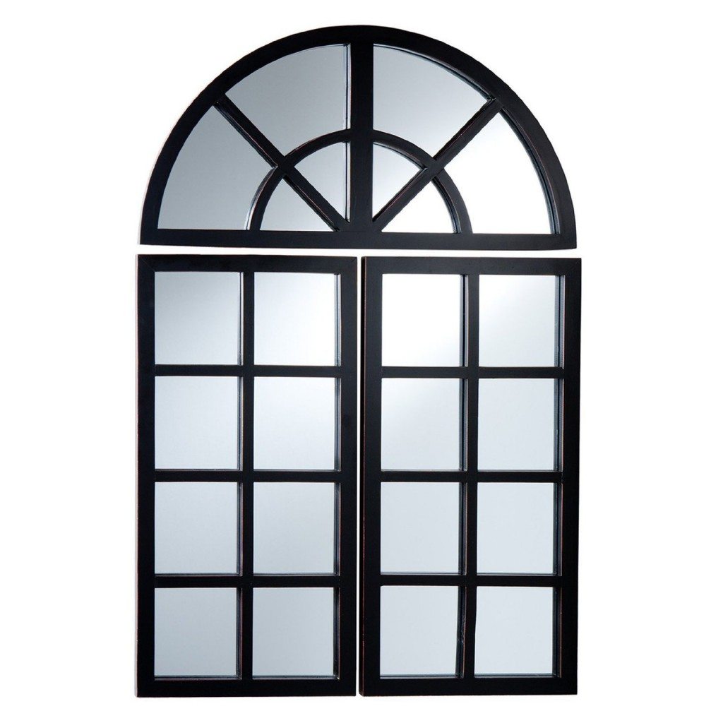 Ghent 3 Piece Windowpane Mirror in Distressed Black $159.95