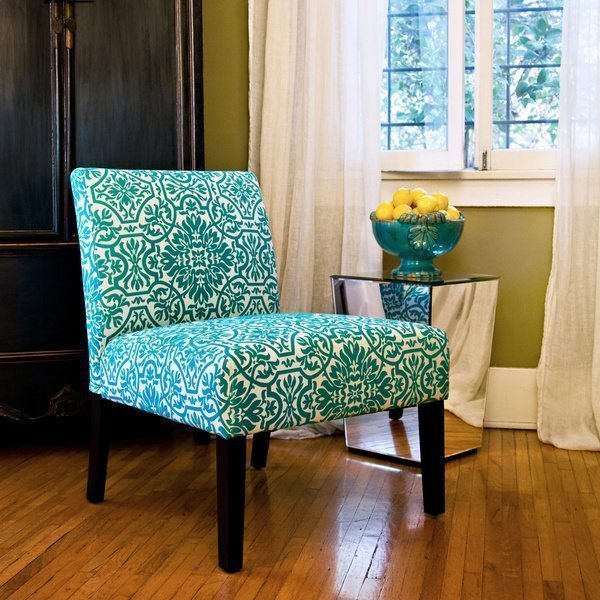 Key West Coastal Living Room - Turquoise Blue Arm Chair