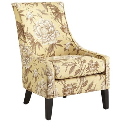 Yellow Gray and Beige Accent Chair