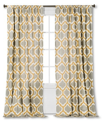 Linen Fretwork Curtain Panel Tan (or Yellow) & Gray update your living room