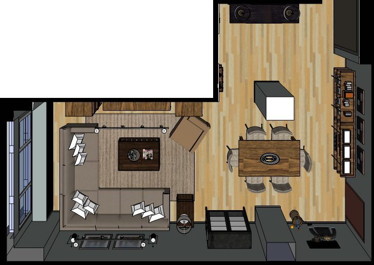 loft apartment furniture layout
