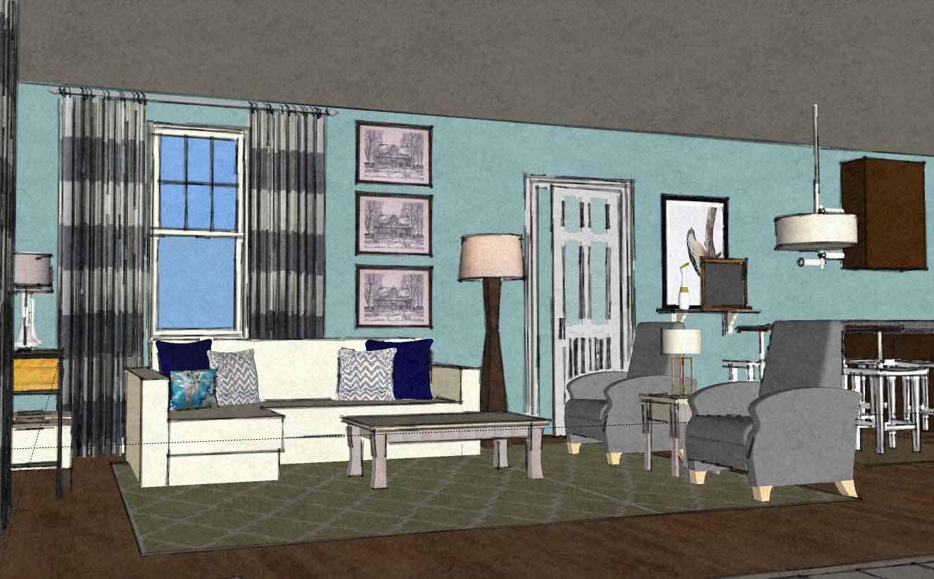 coastal contemporary living room virtual design