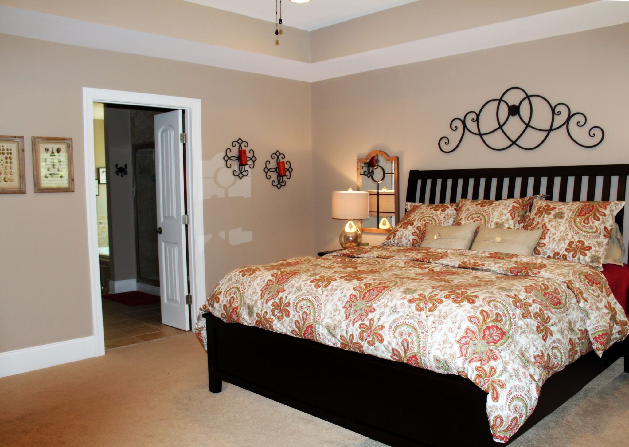 master bedroom makeover red and green bedding